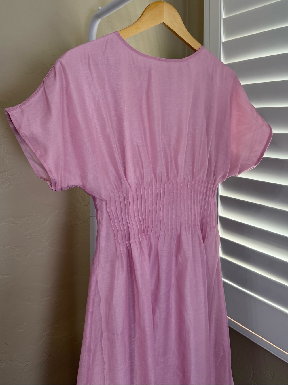 Commense Blush Pink Smocked-Waist Midi Dress - Picture 7 of 12